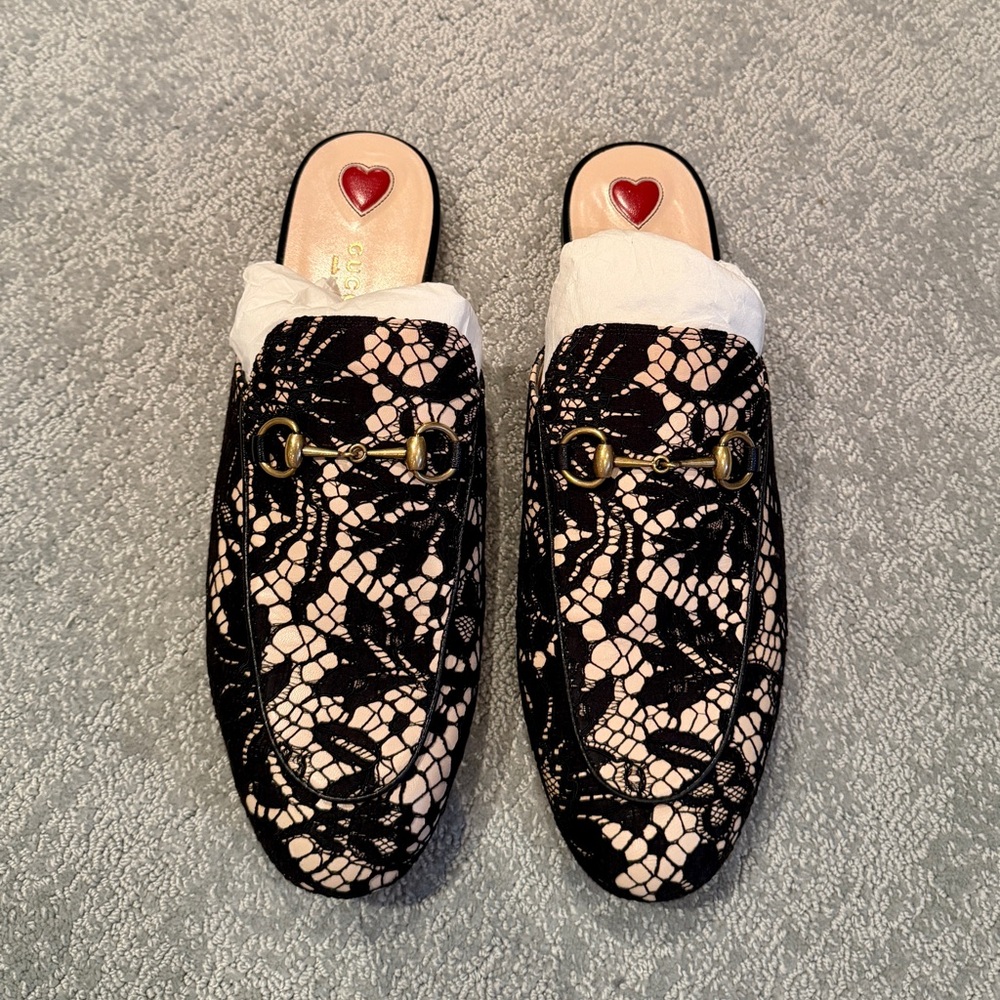 Gucci Women’s Princetown Lace Horsebit Mules (Size 10)